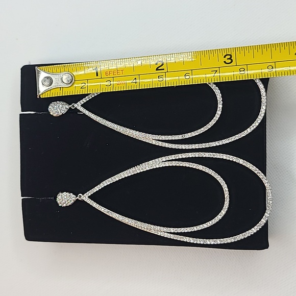 Saks 5th Ave Crystal Teardrop Earrings Silvertone - Picture 4 of 7